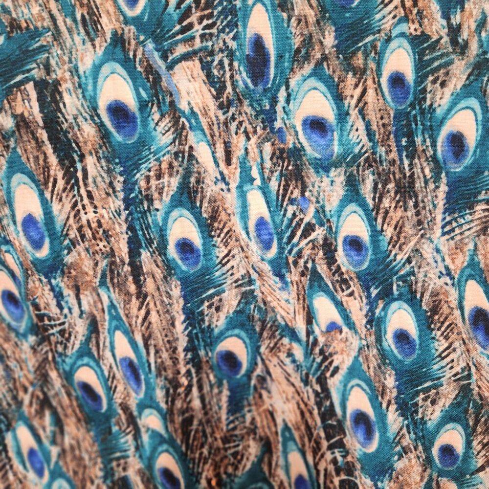 Talbots Women's 14P Petite Peacock Feather Animal Print Boho 90s Pencil Skirt - Picture 10 of 12